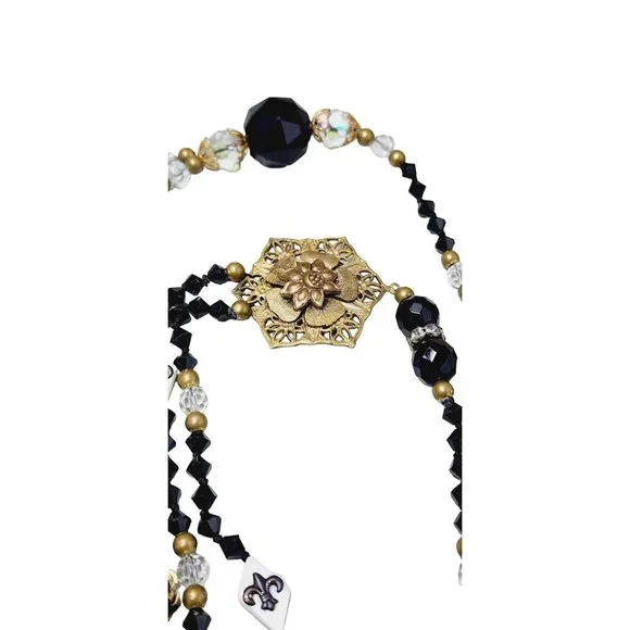 Vintage Spectacular One of a Kind Reworked Crystal Glass Brass Dangle Necklace